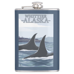 Schwertwal-Wale #1 - Whittier, Alaska Flachmann