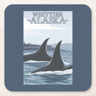 Schwertwal-Wale #1 - Whittier, Alaska Rechteckiger Pappuntersetzer