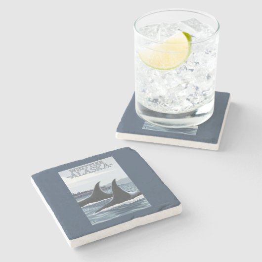 Schwertwal-Wale #1 - Whittier, Alaska Steinuntersetzer (Seitenansicht)