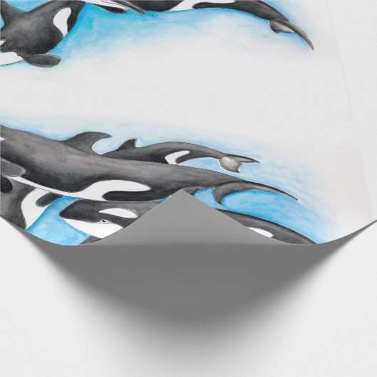Schwertwale im Blau Geschenkpapier (Ecke)