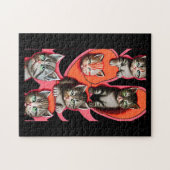 Schwerwiegende Alien Katzen, orange, rosa, schwarz Puzzle (Horizontal)