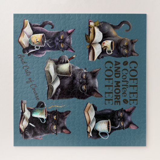 Schwerwiegende Katzen und Kaffee Puzzle (Horizontal)