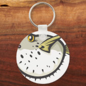 Schwerwiegender Puffer-Fisch in Schwarz und Weiß Schlüsselanhänger (Vorderseite)