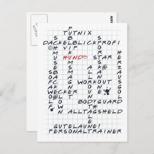 Schwerwörter Hund <3 Postkarte (Vorne/Hinten)