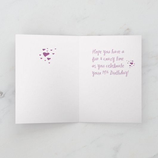 Schwester 14. Geburtstag Crazy Socks Karte (Innenseite)