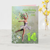 Schwester 14 Jahre, Blume Fee Geburtstagkarte Karte (Gelbe Blume)