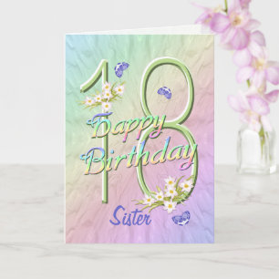 Schwester 18. Geburtstags Butterfly Garden Card Karte