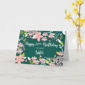 Schwester 22. Geburtstag Grüne Blume Karte (Gelbe Blume)