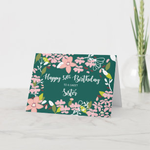 Schwester 37. Geburtstag Grüne Blume Karte