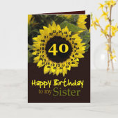 SCHWESTER - 40. Geburtstag mit netter Sonnenblume Karte (Gelbe Blume)