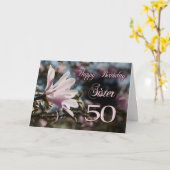 Schwester 50. Geburtstag mit Magnolie Karte (Gelbe Blume)