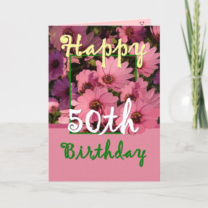SCHWESTER - 50. Geburtstag mit rosa Karte | Zazzle.de