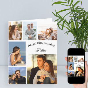 Schwester 6 Foto Collage jedes Alters großen Gebur Karte