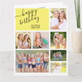 Schwester 7 FotoCollage Personalisiert Geburtstag Karte (Vorderseite)