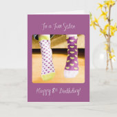 Schwester 8. Geburtstag Crazy Socken Karte (Gelbe Blume)