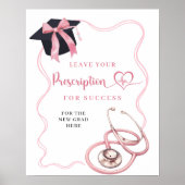 Schwester-Abschluss-Schild mit rosa Schleife Poster (Vorne)