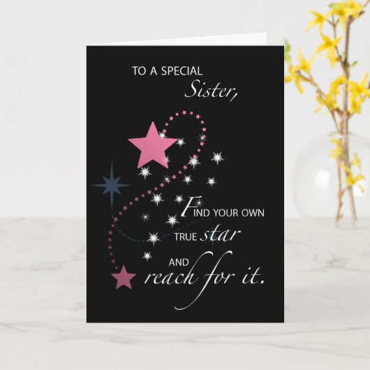 Schwester, Abschluss Star Herzlichen Glückwunsch,  Karte (Gelbe Blume)