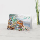 Schwester, alles Gute zum Muttertag, Strand-Thema Karte (Vorderseite)