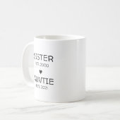 Schwester Auntie Schwangerschaft Ankündigung Baby Kaffeetasse (Vorderseite Links)