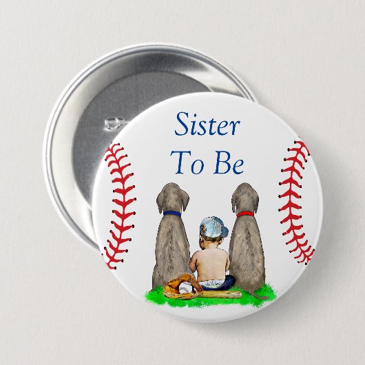 Schwester | Baseball Kinderdusche Button (Vorne & Hinten)