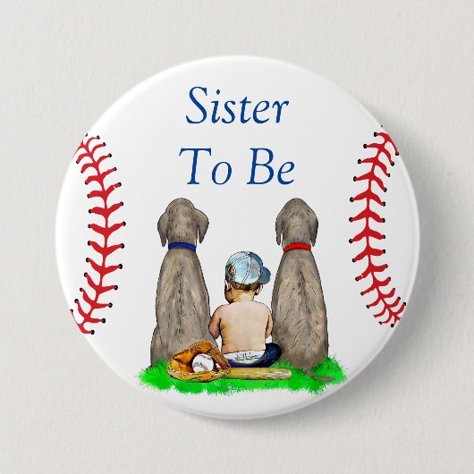 Schwester | Baseball Kinderdusche Button (Vorderseite)