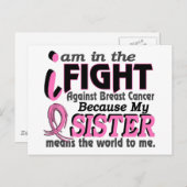 Schwester bedeutet die Welt für mich Brustkrebs Postkarte (Vorne/Hinten)