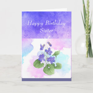 Schwester Birthday African Violet Blume Gedicht Feiertagskarte