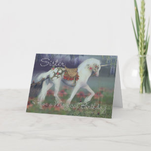 Schwester Birthday Card mit Unicorn, Fantasy Birth Karte