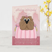 Schwester Birthday Card - Niedlicher Bulldog in ei Karte (Gelbe Blume)