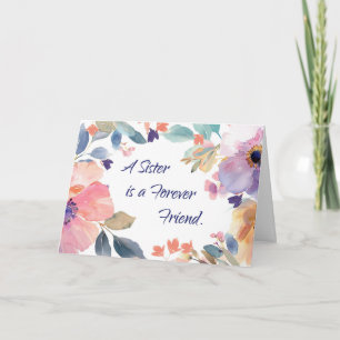 Schwester Birthday Forever Friend Wasserfarben Karte