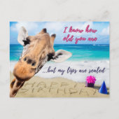 Schwester Birthday - Funny Giraffe weiß alles Postkarte (Vorderseite)