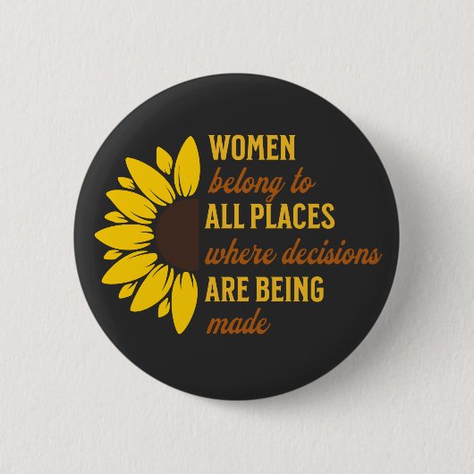 Schwester Birthday Geschenk Feministin Sonnenblume Button (Vorderseite)