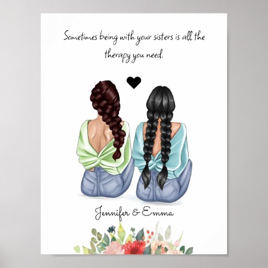 Schwester Birthday Gift, Personalisiertes Geschenk Poster (Vorne)
