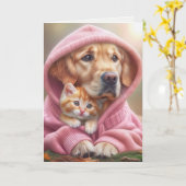 Schwester Birthday Golden Retriever und Kitten Karte (Gelbe Blume)