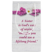 Schwester Birthday mit Polka Dot Ribbon Kleine Geschenktüte (Vorderseite)