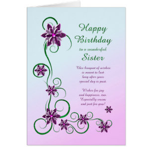 Schwester Birthday mit Rollen und Blume