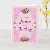 Schwester Birthday mit rosa Roses Card Karte (Gelbe Blume)