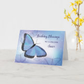 Schwester Birthday Segings Religious Butterfly Blu Karte (Gelbe Blume)