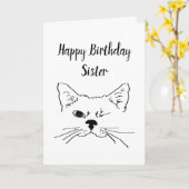 Schwester Birthday Spaß Zitat Winking Cat Fun Karte (Gelbe Blume)