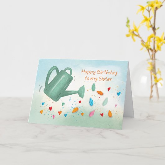 Schwester Birthday Watering kann Herz spalten Karte (Gelbe Blume)