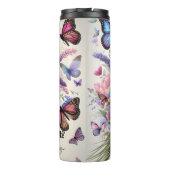 Schwester: Blumenstrauß, Schmetterlingshauty Thermosbecher (Rückseite)