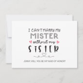 Schwester Bridesaid Vorschlag für eine Flachkarte Karte (Vorderseite)