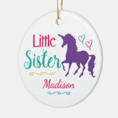 Schwester-buntes Einhorn-kleine Keramikornament (Links)