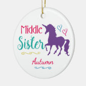 Schwester-buntes Einhorn-mittleres Keramik Ornament (Links)