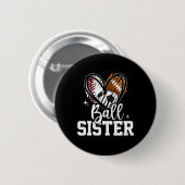 Schwester Byll Bysebyll Fußballschwester Herz Button (Vorne & Hinten)