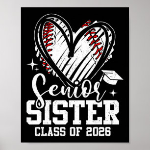 Schwester Cl Von 2026 Baseball-Abschluss Herz Poster