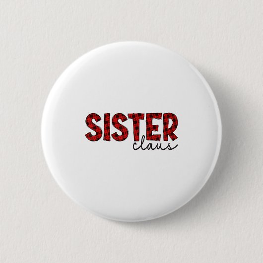 Schwester Claus Weihnachten Rot kariert Pyjama Fam Button (Vorderseite)