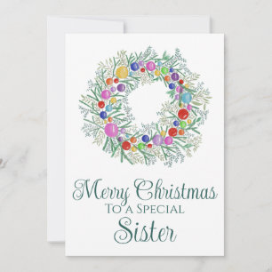 Schwester Colorful Weihnachtskranz Feiertagskarte