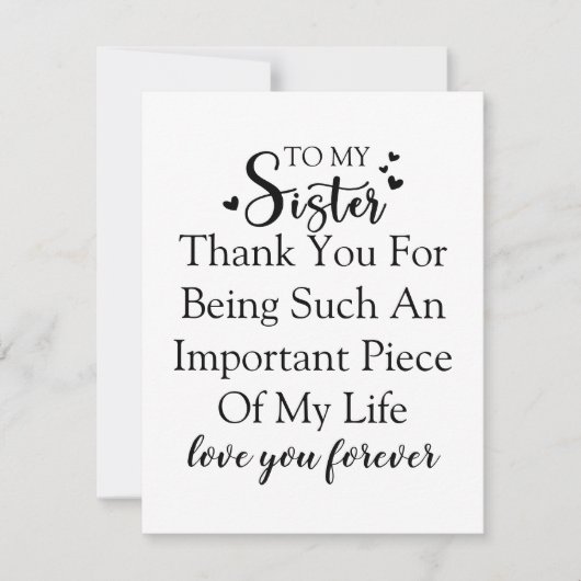 Schwester Dankbarkeit danke, dass du in meinem Leb Dankeskarte (Vorderseite)