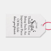 Schwester Dankbarkeit danke, dass du in meinem Leb Geschenkanhänger (Vorderseite (Horizontal))